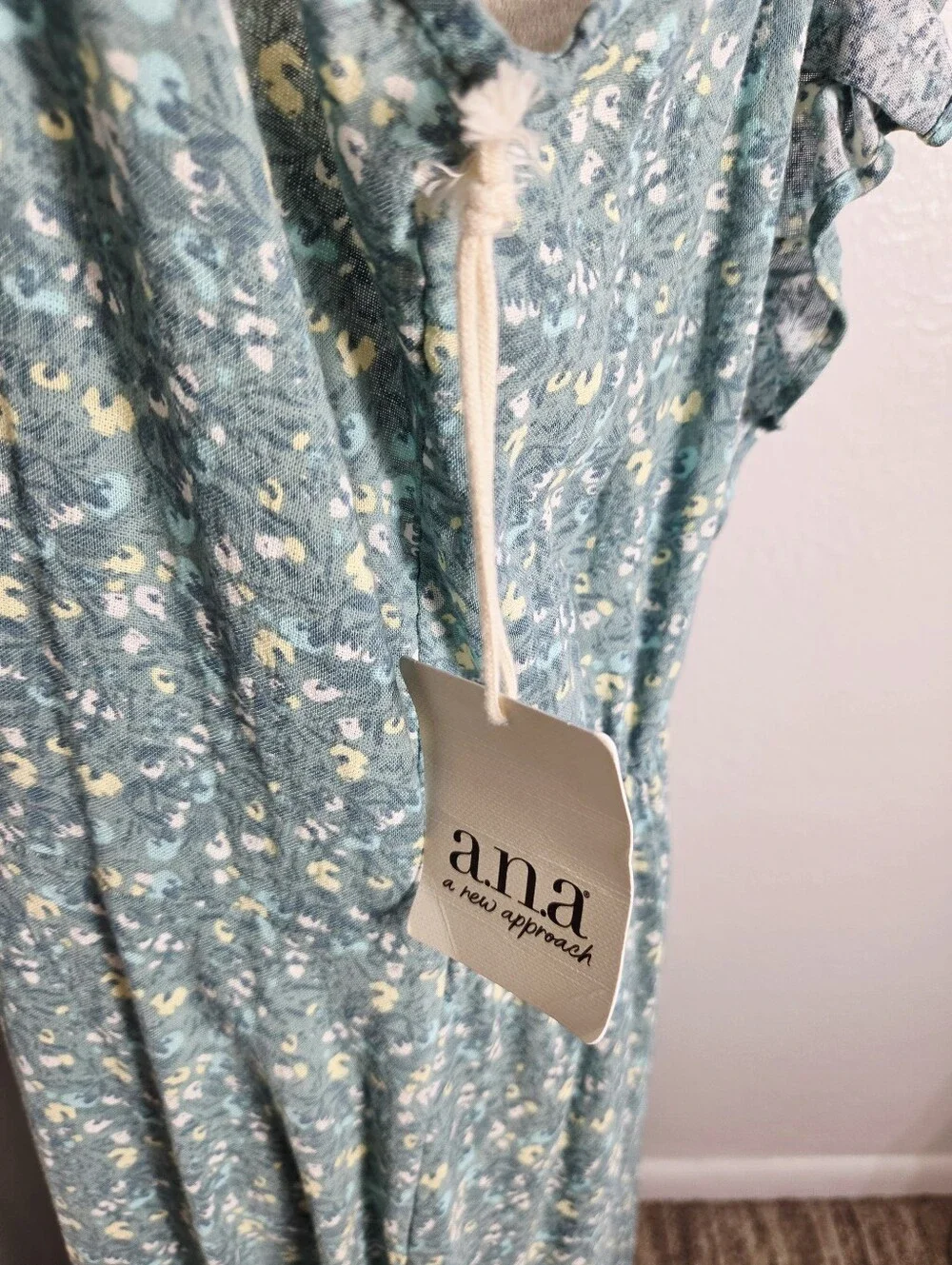 a.n.a Teal, Green & Yellow Floral Ruffled Tie in Back Maxi Dress, Size XXL, NWT - Picture 6 of 12